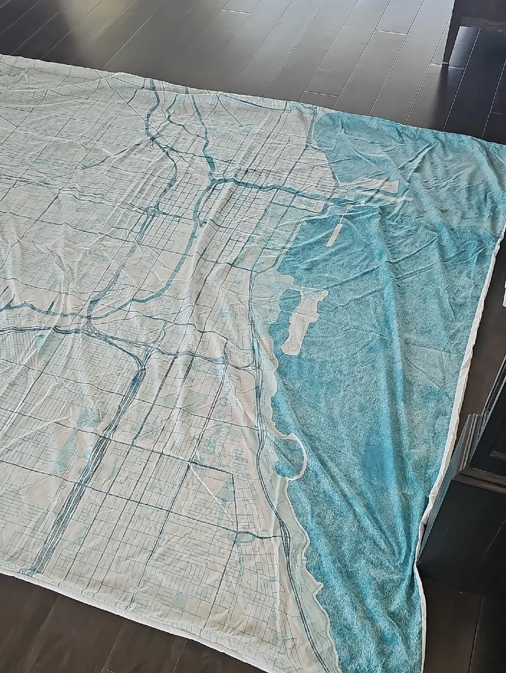 Light Blue Chicago Map King Duvet Cover (Zipper)